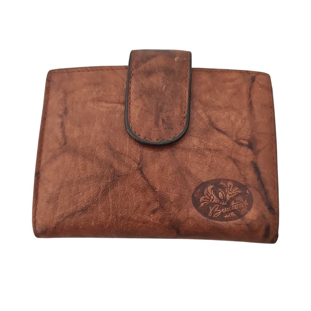 Brown Leather Snap Wallet - Women